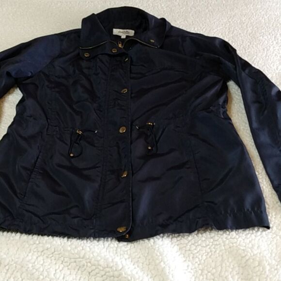 Charlotte Russe Navy Blue Lightweight Anorak Jacket Drawstring Waist Size S - Picture 16 of 16